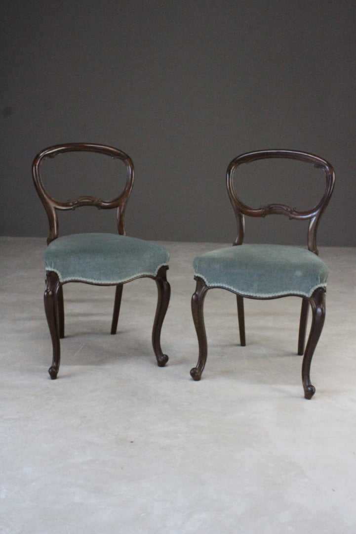 Pair Victorian Rosewood Dining Chairs - Kernow Furniture