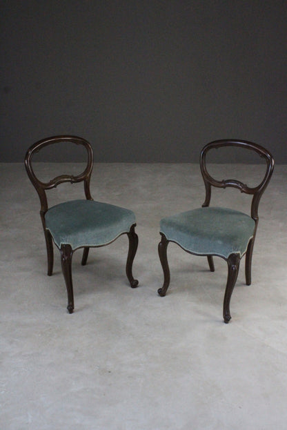 Pair Victorian Rosewood Dining Chairs - Kernow Furniture