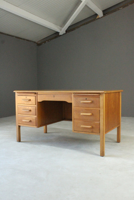 Vintage Oak Desk - Kernow Furniture