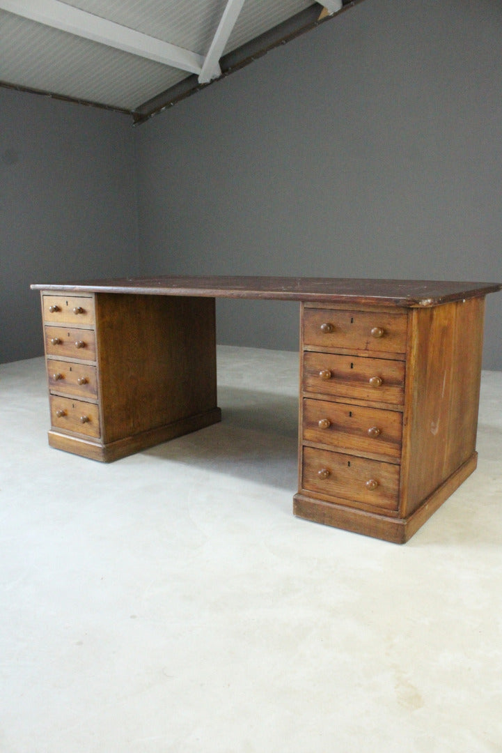 Large Antique Victorian Twin Pedestal Desk - Kernow Furniture