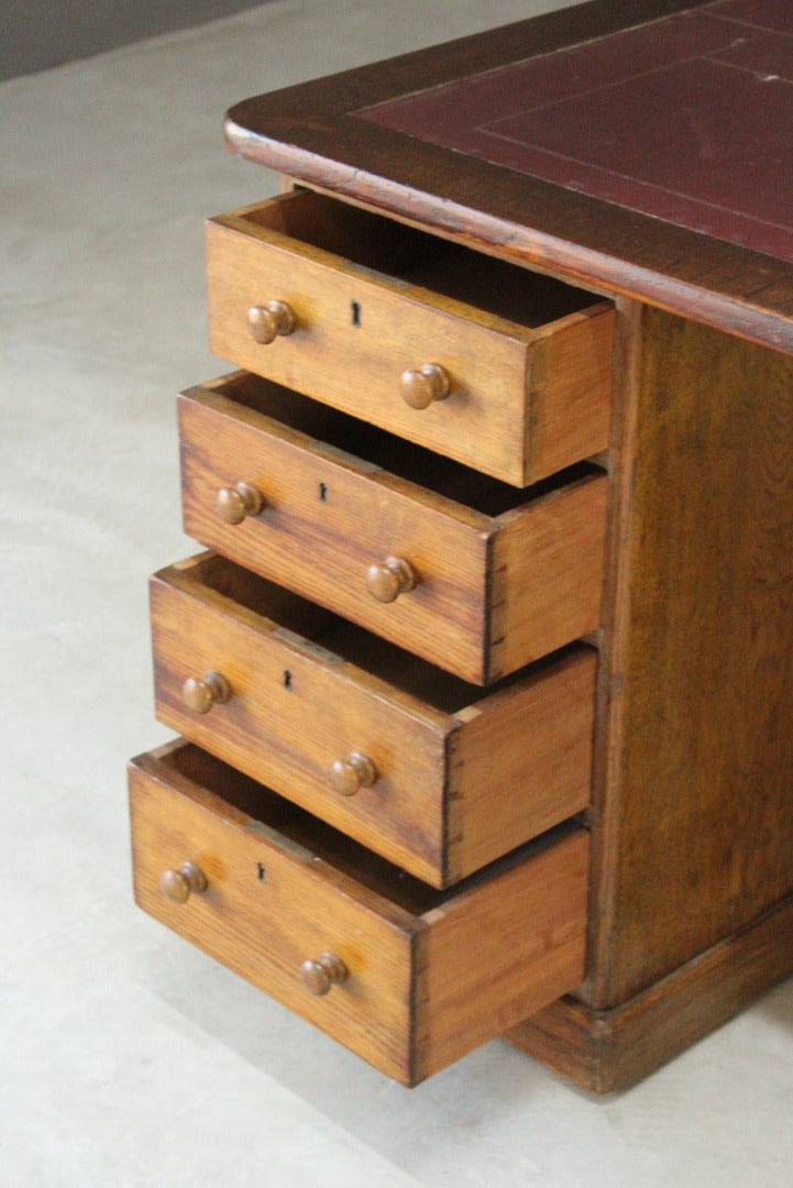 Large Antique Victorian Twin Pedestal Desk - Kernow Furniture