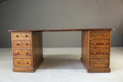 Large Antique Victorian Twin Pedestal Desk - Kernow Furniture