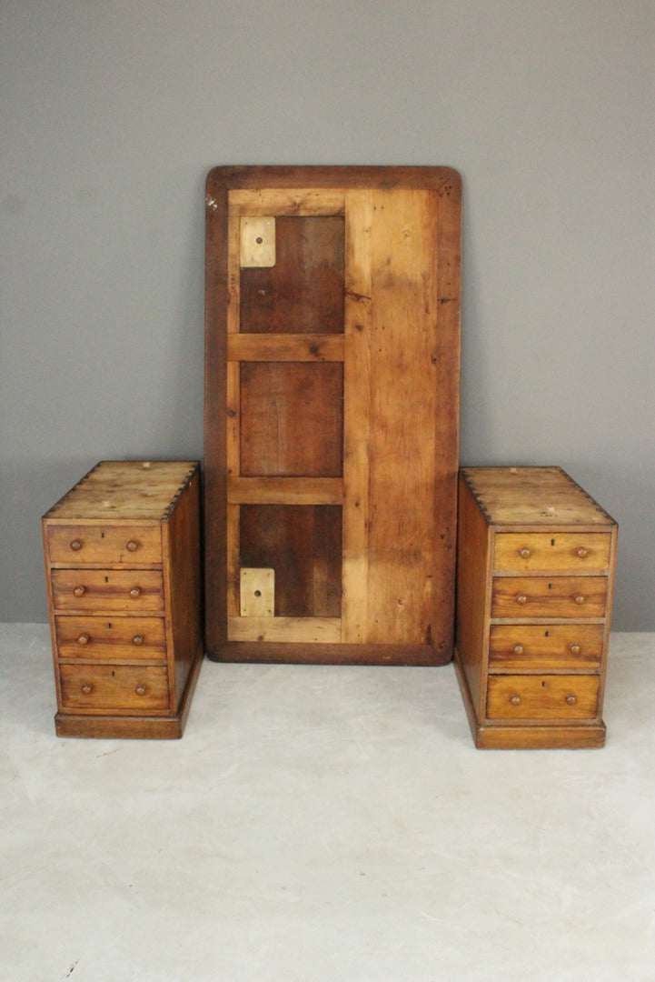 Large Antique Victorian Twin Pedestal Desk - Kernow Furniture