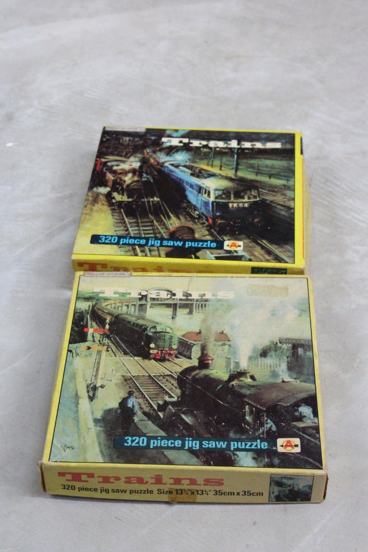 Pair Vintage Puzzles - Trains - Kernow Furniture