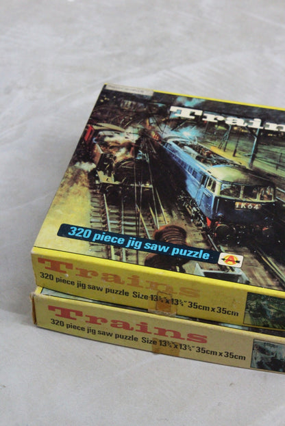 Pair Vintage Puzzles - Trains - Kernow Furniture