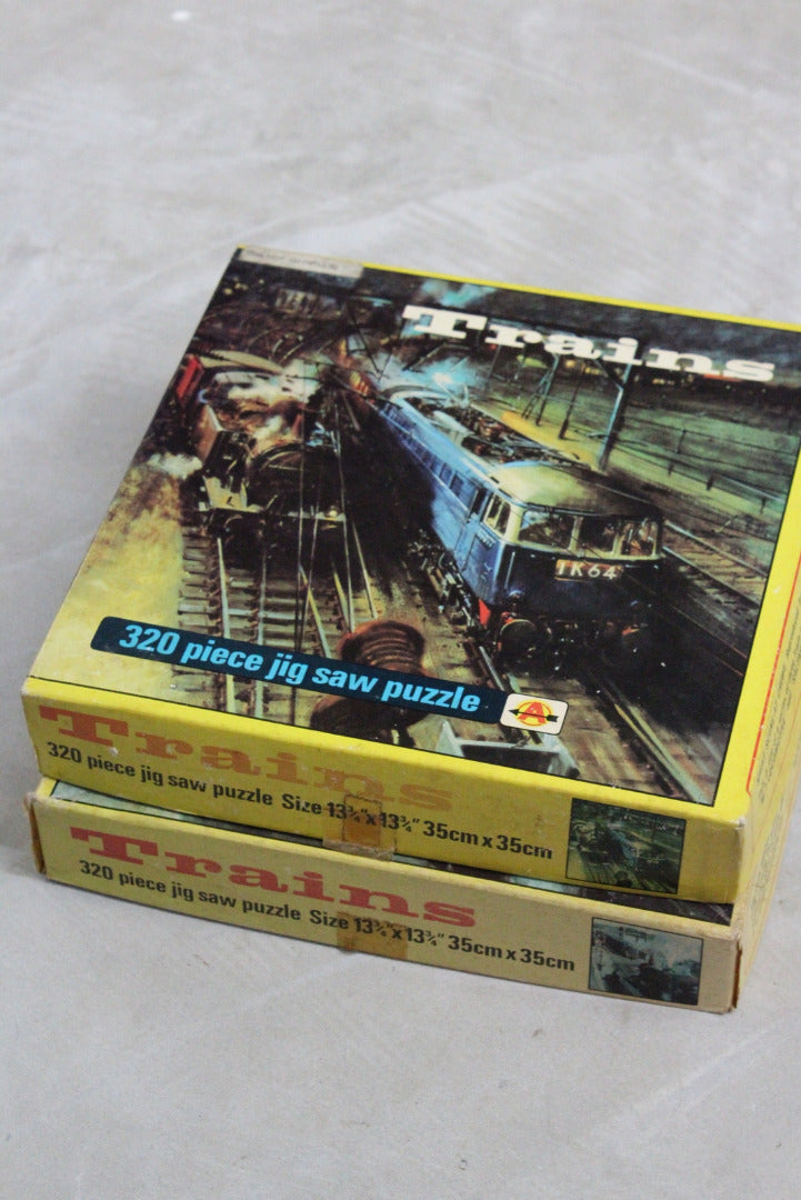 Pair Vintage Puzzles - Trains - Kernow Furniture