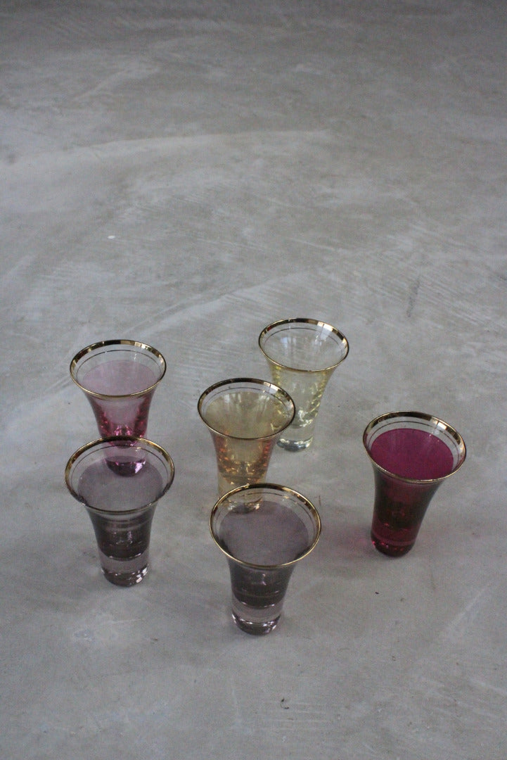 6 Vintage Coloured Shot Glasses - Kernow Furniture