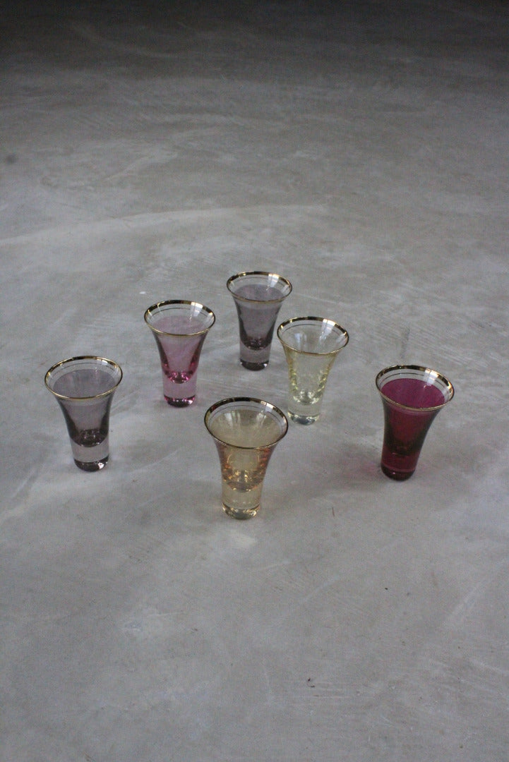 6 Vintage Coloured Shot Glasses - Kernow Furniture