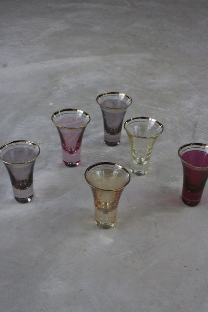 6 Vintage Coloured Shot Glasses - Kernow Furniture