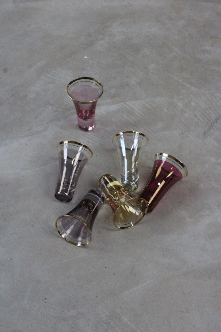 6 Vintage Coloured Shot Glasses - Kernow Furniture