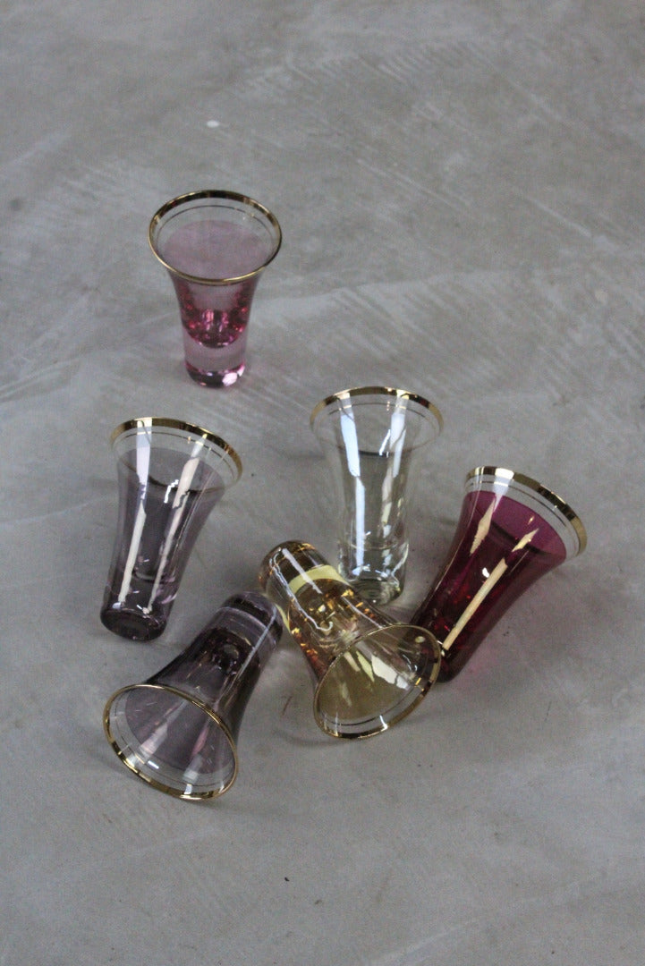 6 Vintage Coloured Shot Glasses - Kernow Furniture