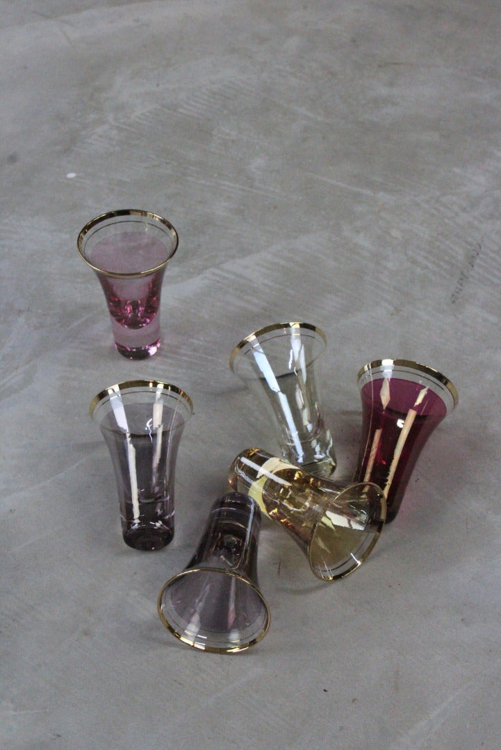 6 Vintage Coloured Shot Glasses - Kernow Furniture