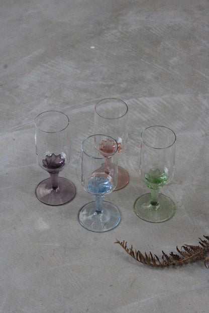 4 Coloured Glass Sherry Licqueur Glasses - Kernow Furniture