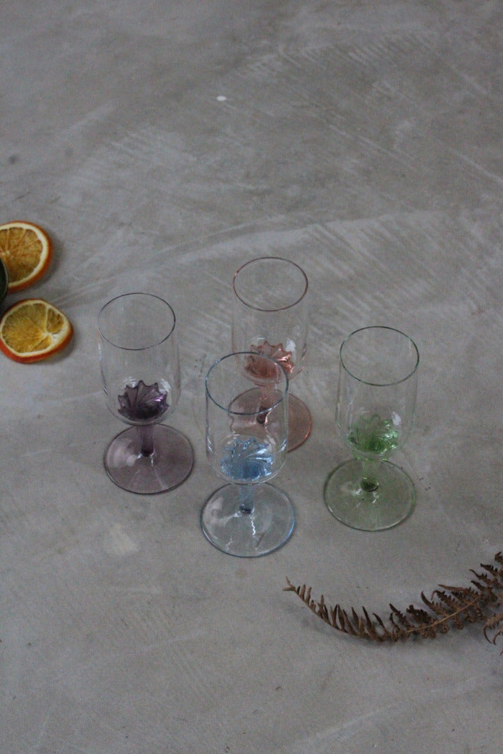 4 Coloured Glass Sherry Licqueur Glasses - Kernow Furniture