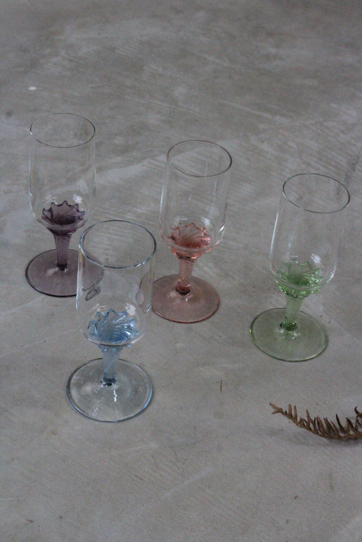 4 Coloured Glass Sherry Licqueur Glasses - Kernow Furniture