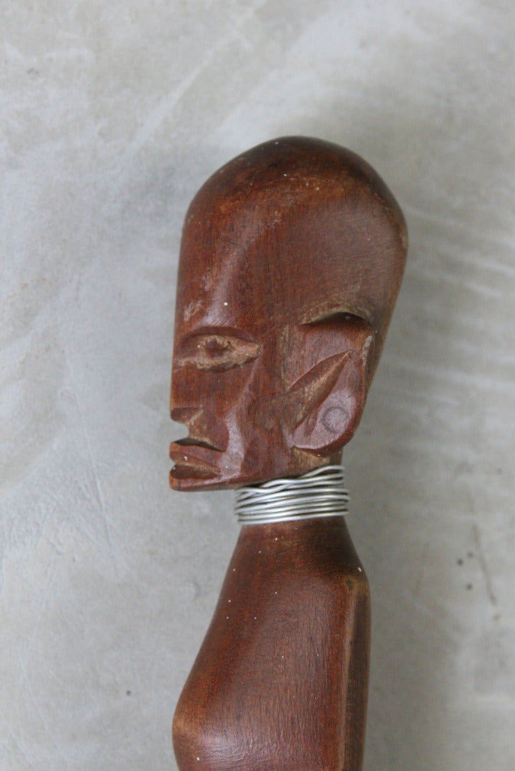 Carved Teak African Walking Cane - Kernow Furniture