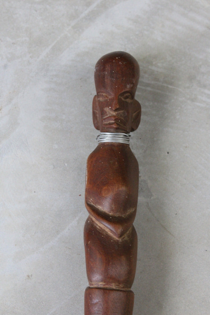 Carved Teak African Walking Cane - Kernow Furniture