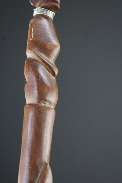 Carved Teak African Walking Cane - Kernow Furniture