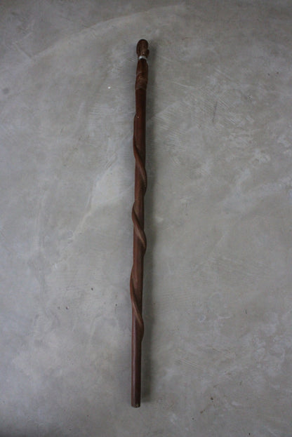 Carved Teak African Walking Cane - Kernow Furniture