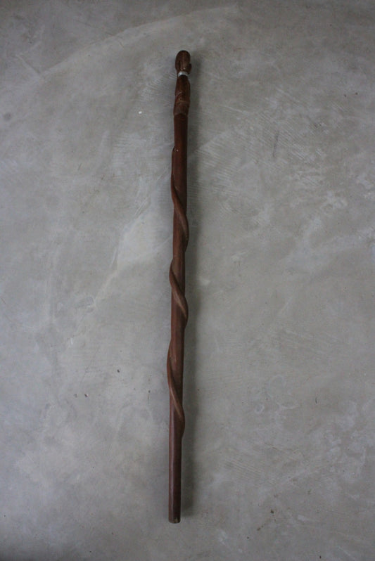 Carved Teak African Walking Cane - Kernow Furniture