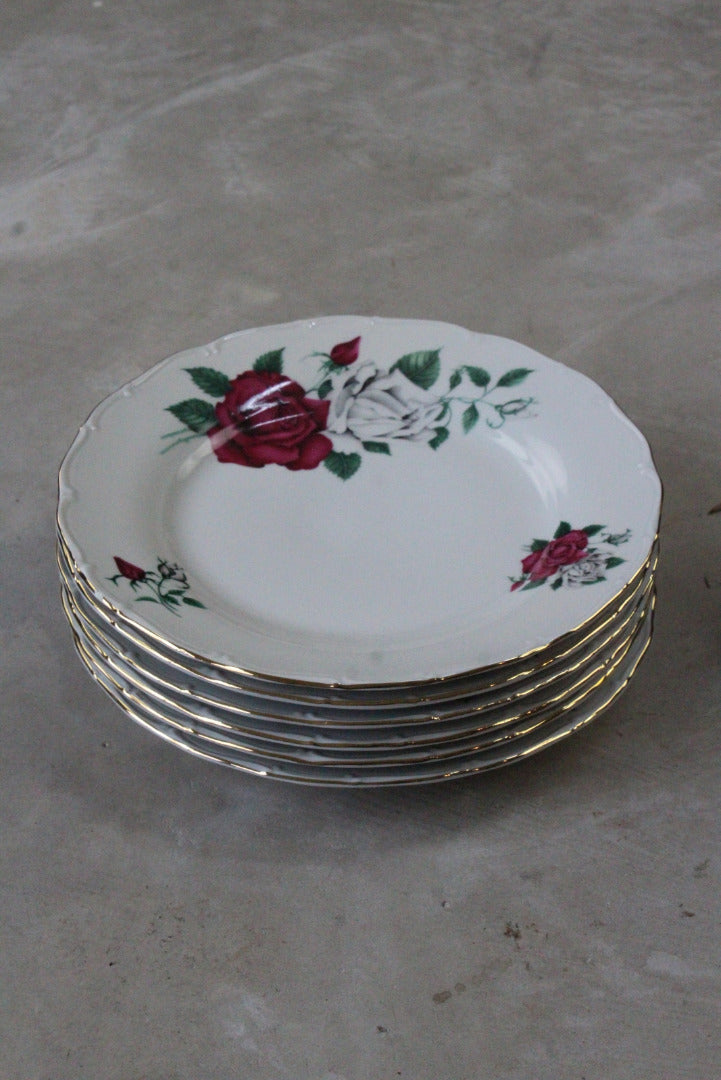 6 Vintage Czech China Dinner Plates - Kernow Furniture