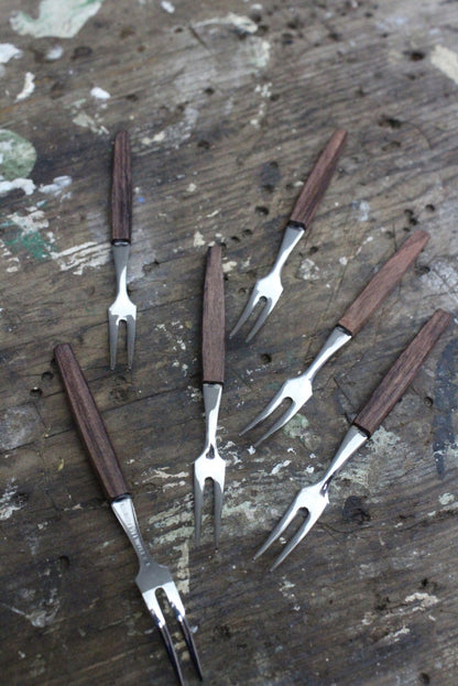 6 Boxed Teak Cocktail Forks - Kernow Furniture