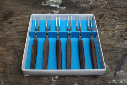 6 Boxed Teak Cocktail Forks - Kernow Furniture