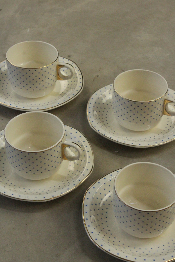 Brexton Blue & White Spotty Cups & Saucers - Kernow Furniture