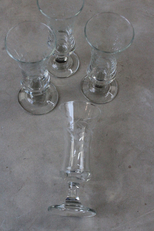 4 Etched Sherry Glasses - Kernow Furniture