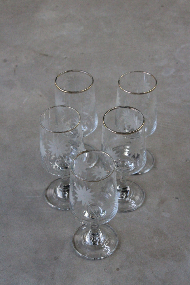 5 Etched Licqueur Glasses - Kernow Furniture