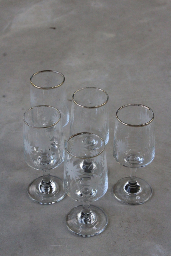 5 Etched Licqueur Glasses - Kernow Furniture