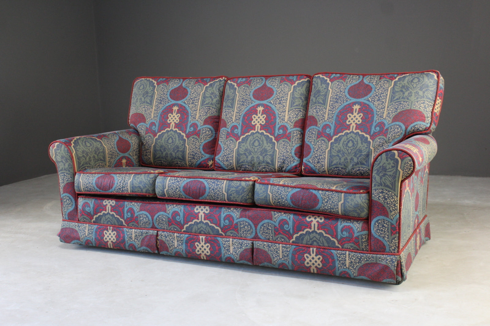 Three Seater Sofa In Ecclesiastical Fabric - Kernow Furniture