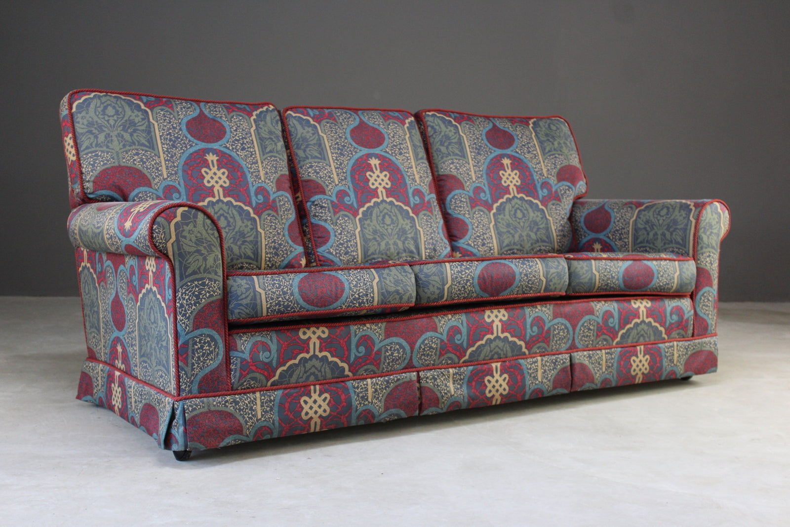 Three Seater Sofa In Ecclesiastical Fabric - Kernow Furniture