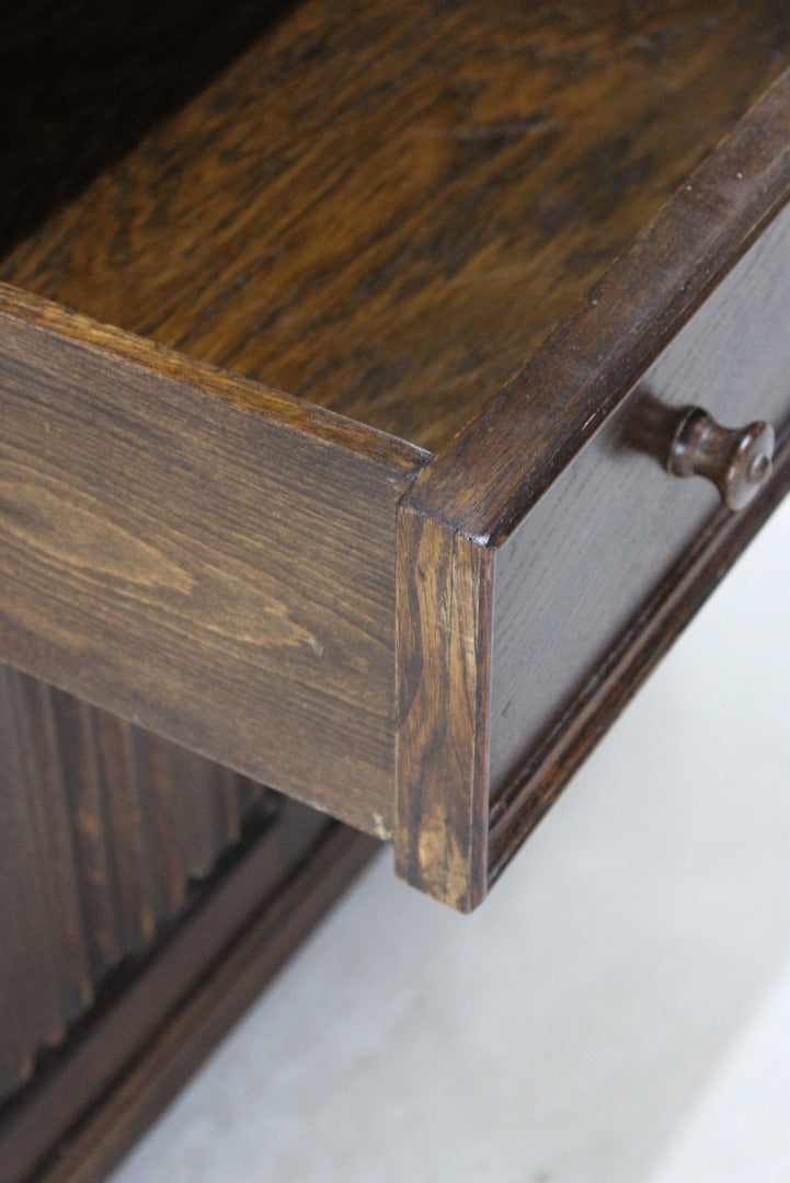 Oak Linenfold Bureau - Kernow Furniture