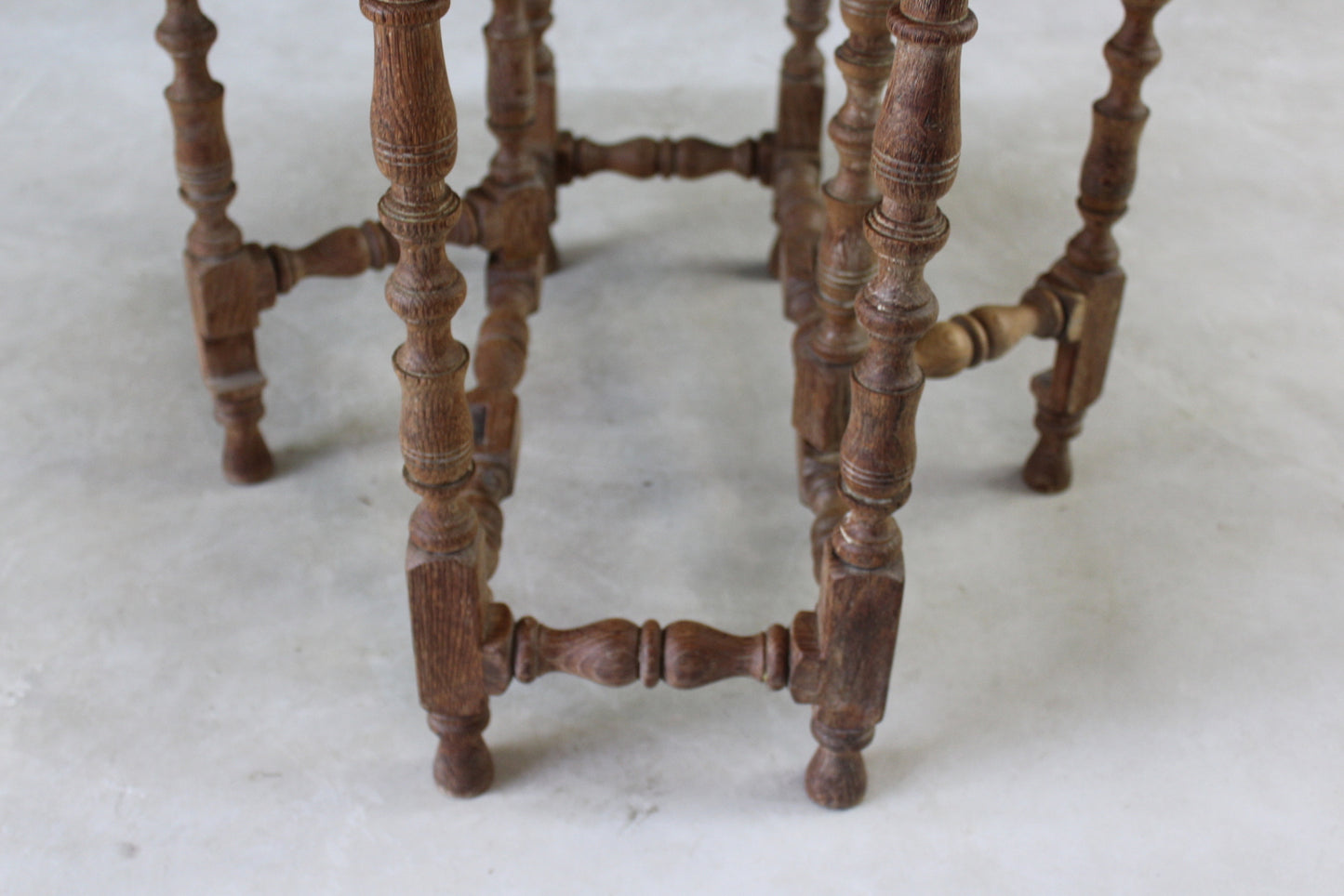 Small Oak Drop Leaf Carved Side Table - Kernow Furniture