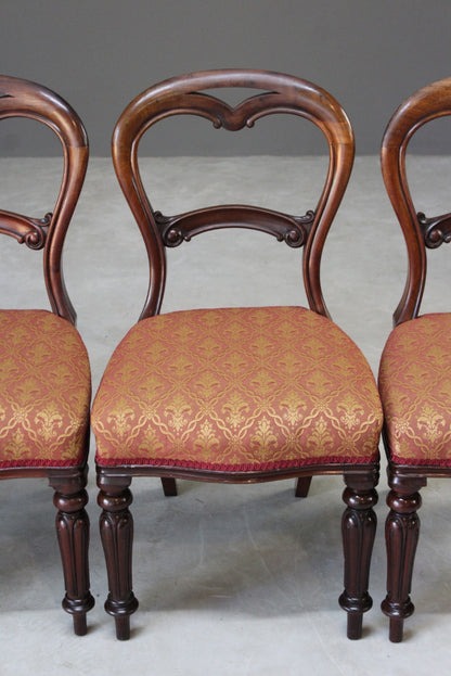 Set 4 Victorian Mahogany Balloon Back Chairs - Kernow Furniture