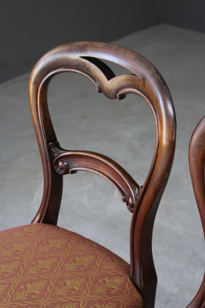 Set 4 Victorian Mahogany Balloon Back Chairs - Kernow Furniture