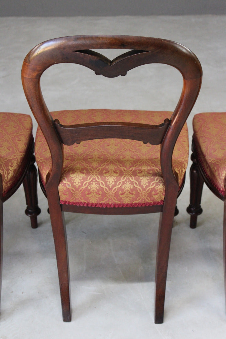 Set 4 Victorian Mahogany Balloon Back Chairs - Kernow Furniture