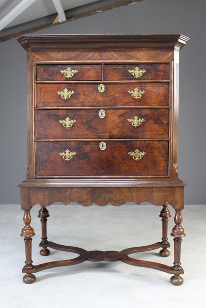 Queen Anne Walnut Chest on Stand - Kernow Furniture