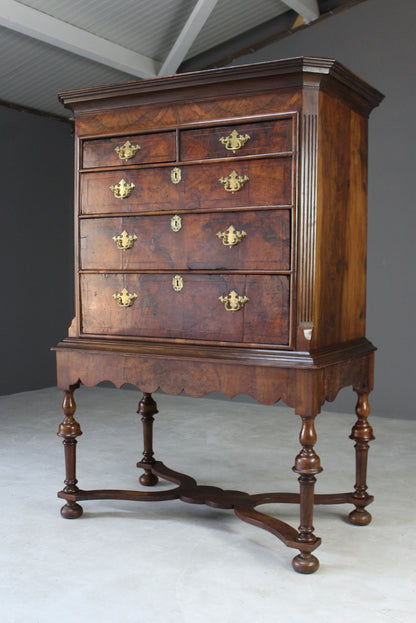 Queen Anne Walnut Chest on Stand - Kernow Furniture