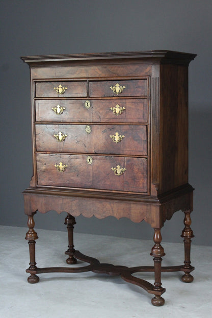 Queen Anne Walnut Chest on Stand - Kernow Furniture