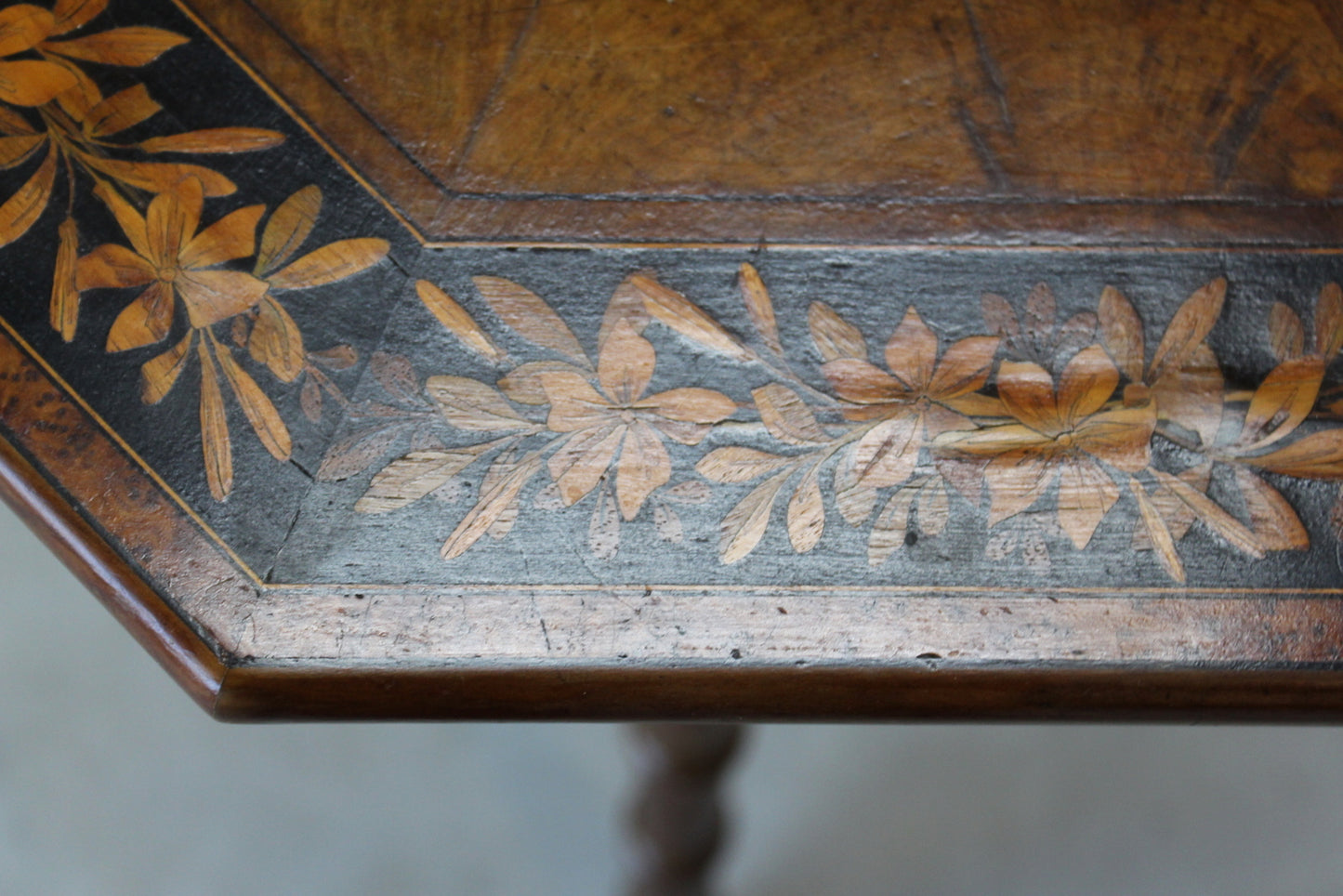 Antique Marquetry Side Table - Kernow Furniture