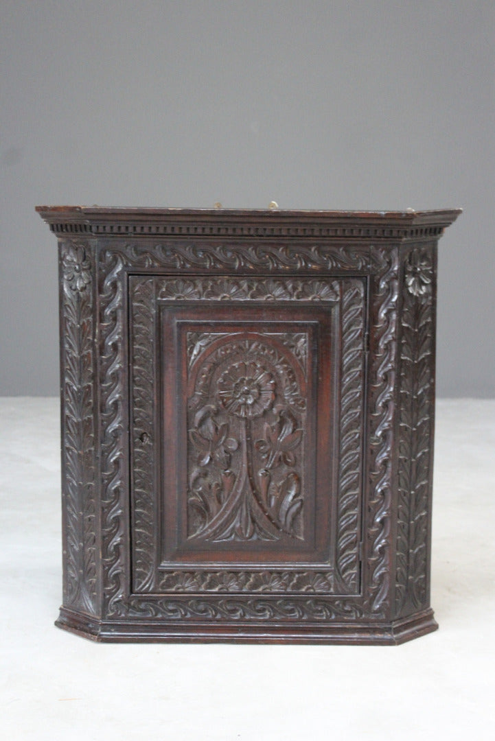 Oak Carved Wall Cabinet - Kernow Furniture