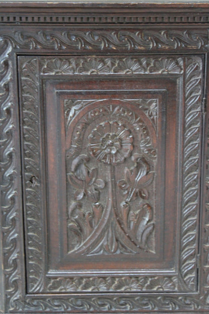 Oak Carved Wall Cabinet - Kernow Furniture