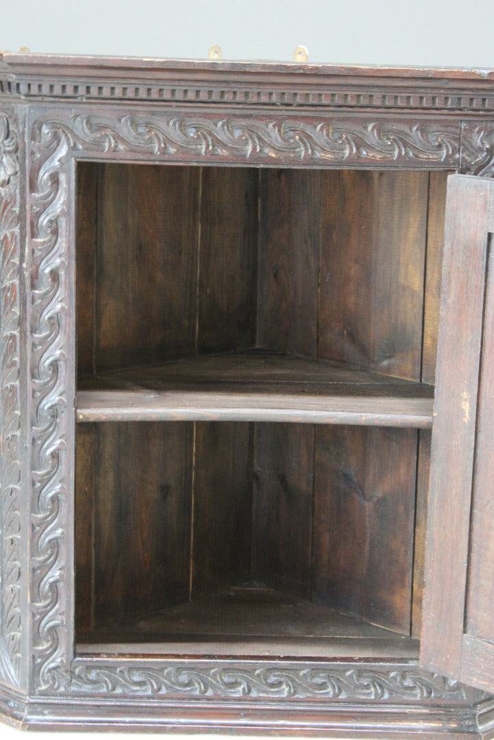 Oak Carved Wall Cabinet - Kernow Furniture