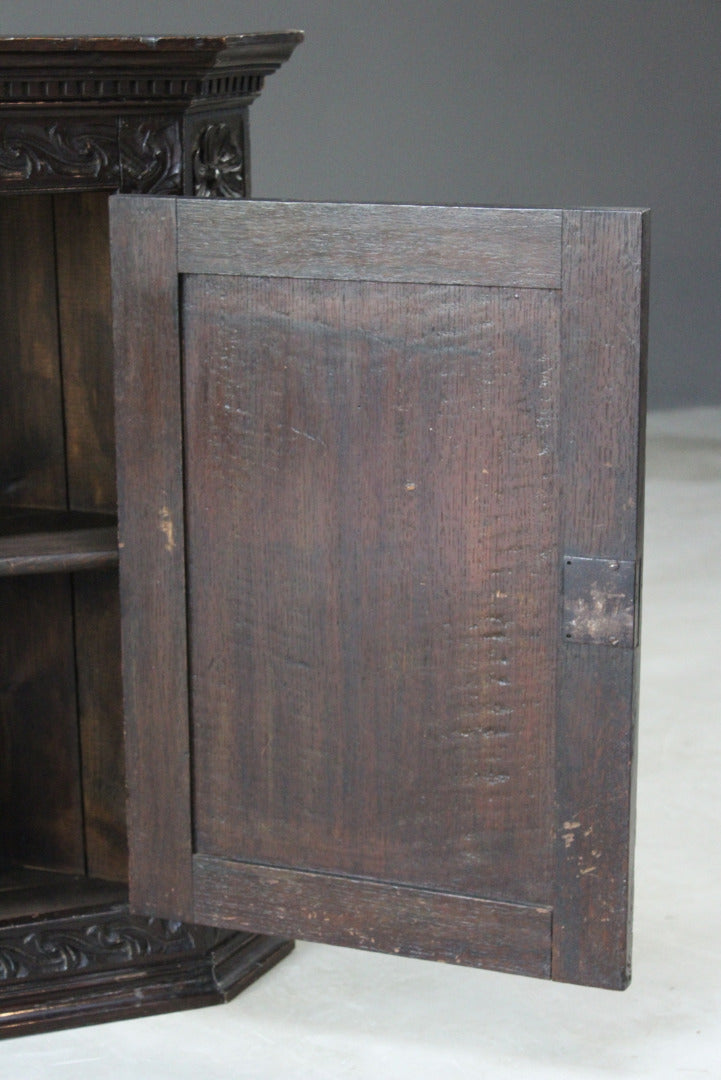 Oak Carved Wall Cabinet - Kernow Furniture