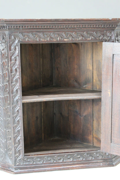 Oak Carved Wall Cabinet - Kernow Furniture