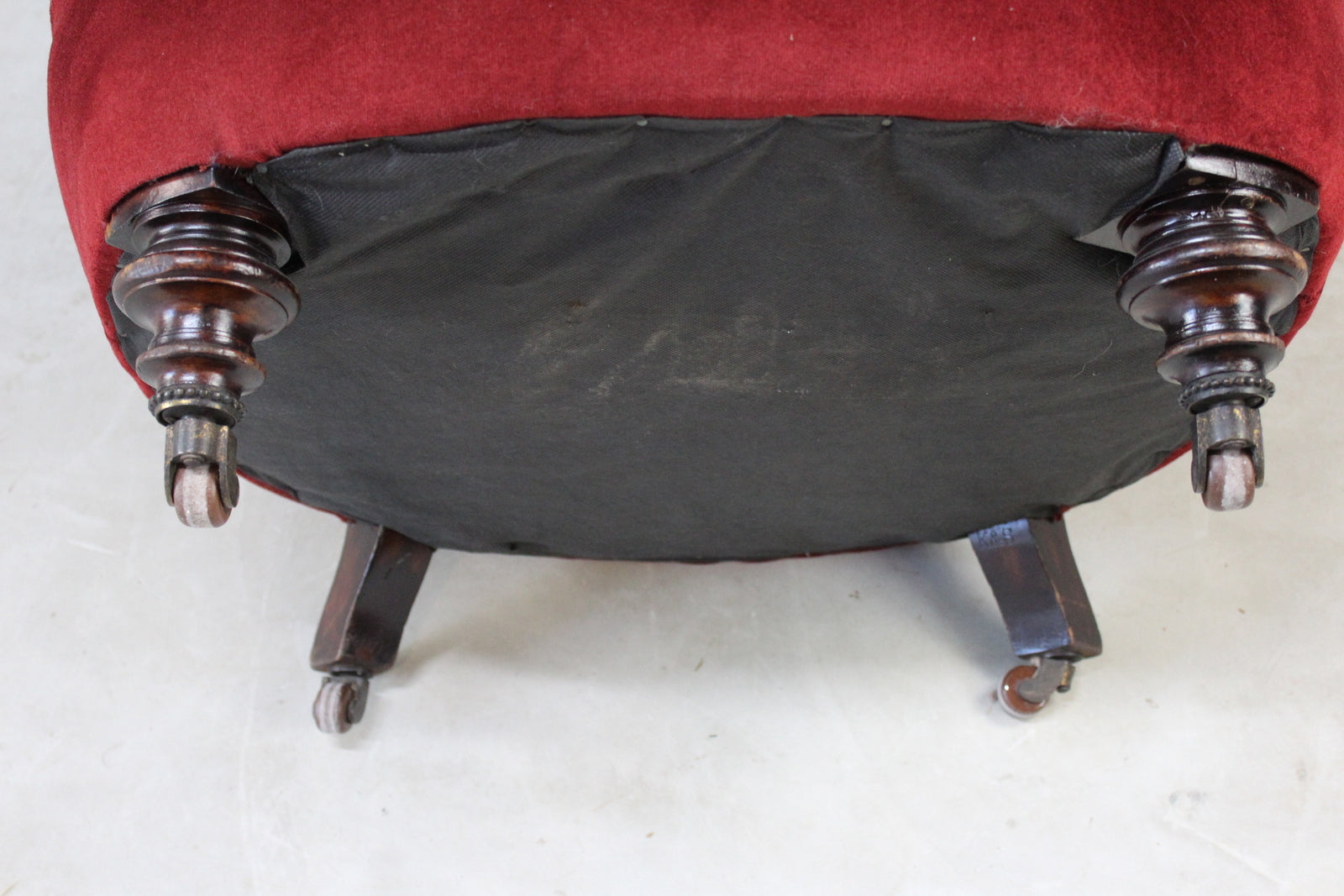 Antique Small Red Button Back Armchair - Kernow Furniture