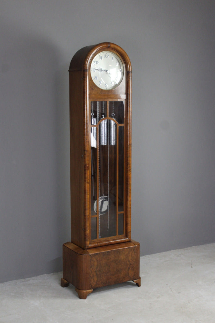 Art Deco 8 Day Walnut Longcase Clock - Kernow Furniture