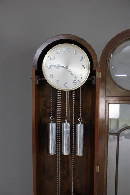 Art Deco 8 Day Walnut Longcase Clock - Kernow Furniture